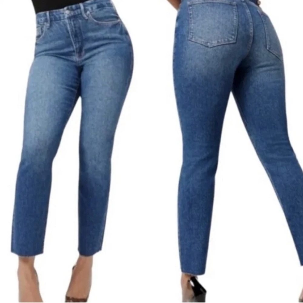 NWT Good American Good Classic Blue940 Size 10/ 30 High Rise Raw Hem $139